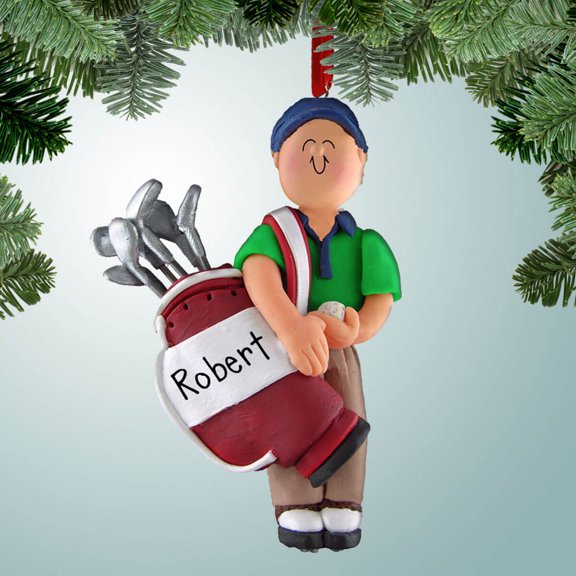 Personalized Golfer Guy with Green Shirt Christmas Ornament - Golf Trip - Weekend Hacker - Lessons - Hole in One - Birdies - Best Golf Courses - Great Gift Ideas