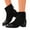 Black, variant on Vintage Suede Splicing Ankle Booties for Women Wide Wide Comfortable Fall Winter Boots Slip On Chunky Low Heel Dress Shoes Brown Size 6.5