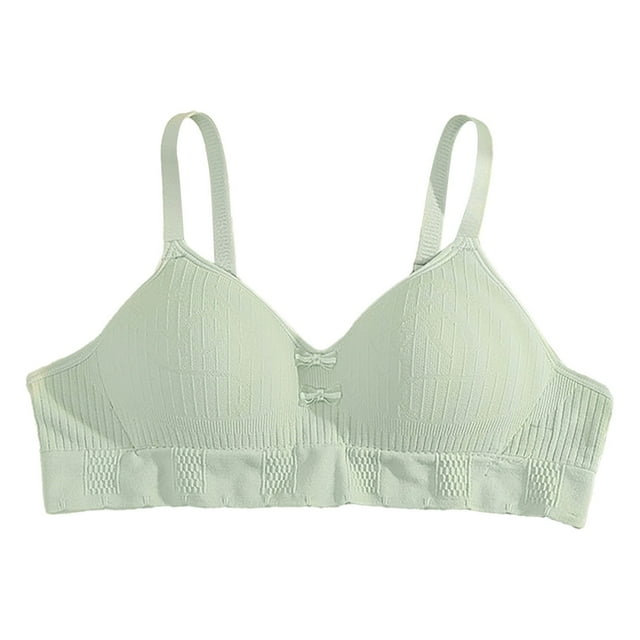 BYHONG Teenage Girls Sports Bra With Adjustable And Removable Shoulder Strap Training Bra Pack Light Green 34