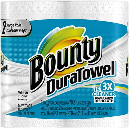 Bounty DuraTowel Mega Rolls Paper Towels, 70 sheets, 2 rolls