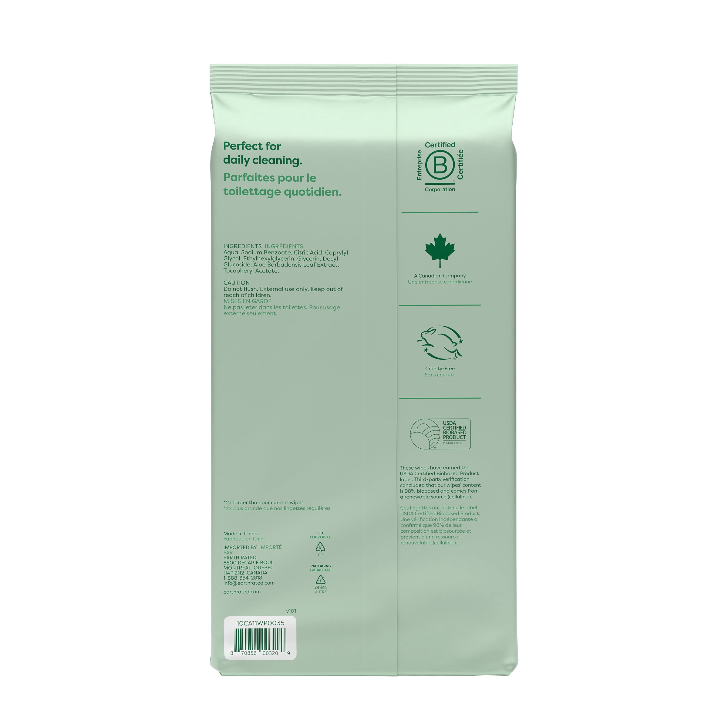 Earth Rated XL Dog Grooming Wipes, Unscented, 50 Count
