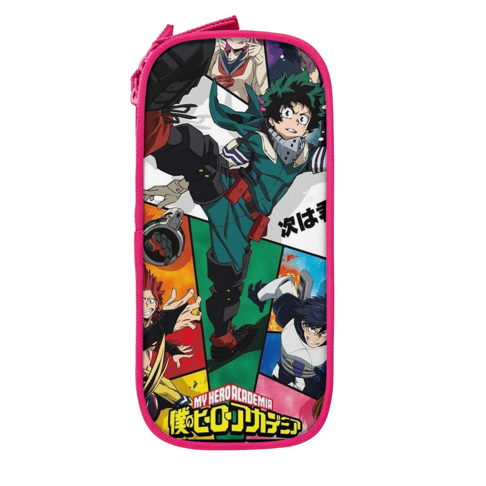 My Hero Academia Pencil Case Large Capacity Pencil Pouch Pen Bag Office Stationery Organizer Travel Makeup Bag Pink