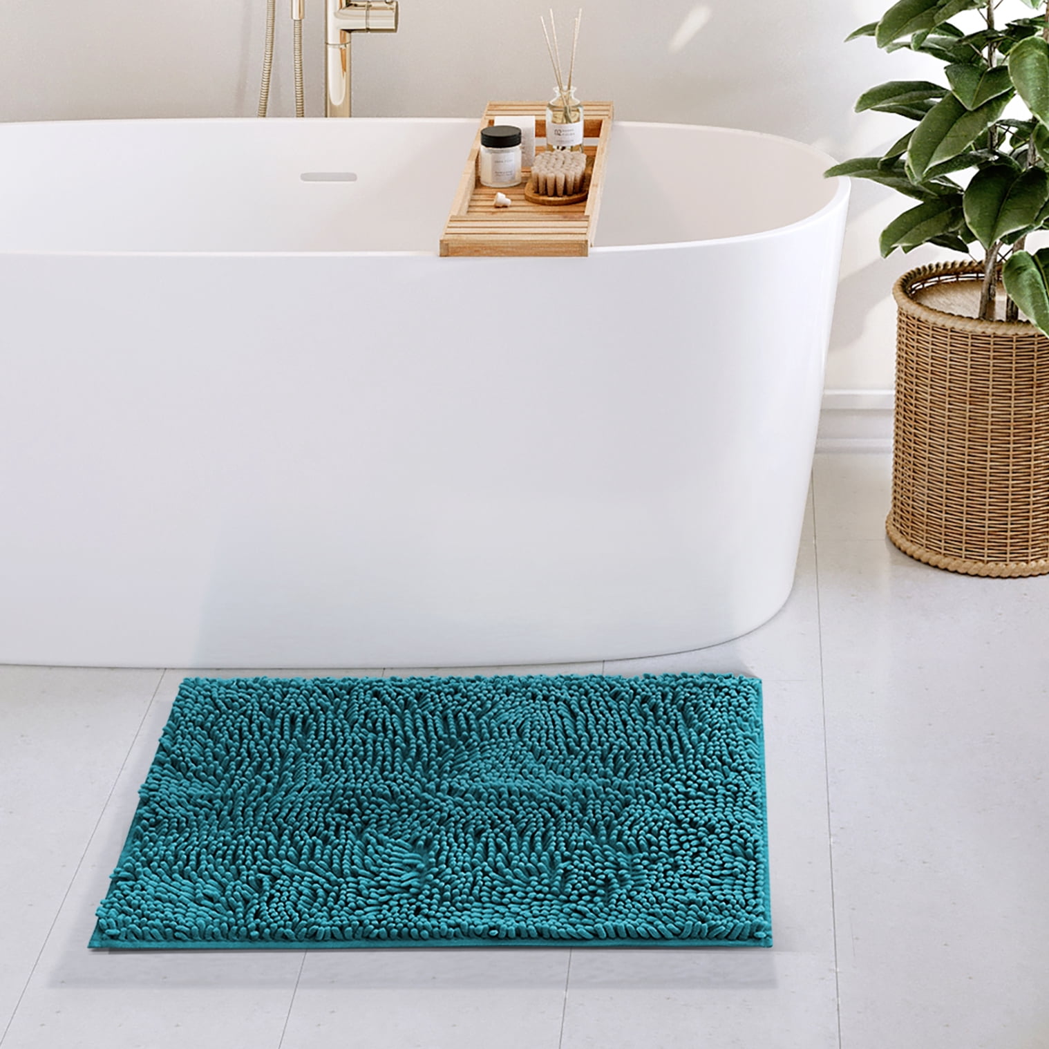Lammaloe Chenille Bathroom Rugs Non Slip Bath Mat, 17x24 Ultra Absorbent, Bath Mats for Bathroom, Sage Green