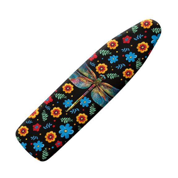 HELLHERO Dragonfly and Floral Pattern 15"x54" Ironing Board Cover Soft Replacement Easy to Install Ironing Board Covers for Friends