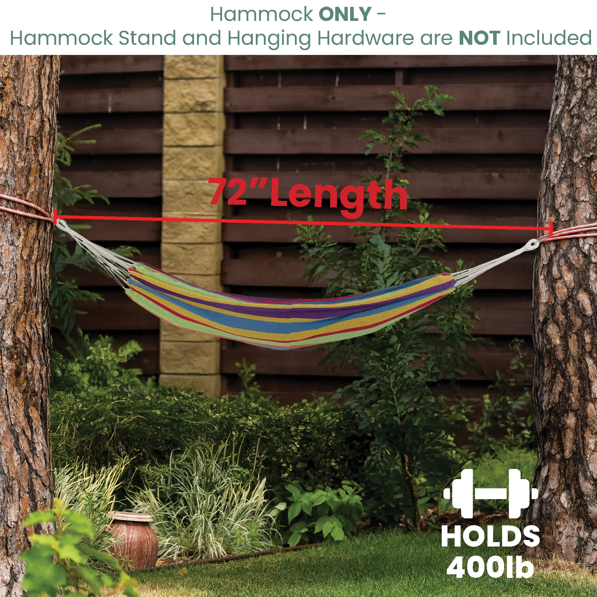 Northlight Striped Woven Two Person Brazilian Cotton Double Hammock - 72" x 57" - Multi-Color
