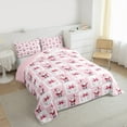 thumbnail image 3 of Feelyou Merry Christmas Child Queen Comforter Set, Kawaii Santa Claus Bedding Sets, Pink Plaid Buffalo Reversible Bedding Comforter Set, Microfiber Bedroom Decor, 3pcs, 3 of 8