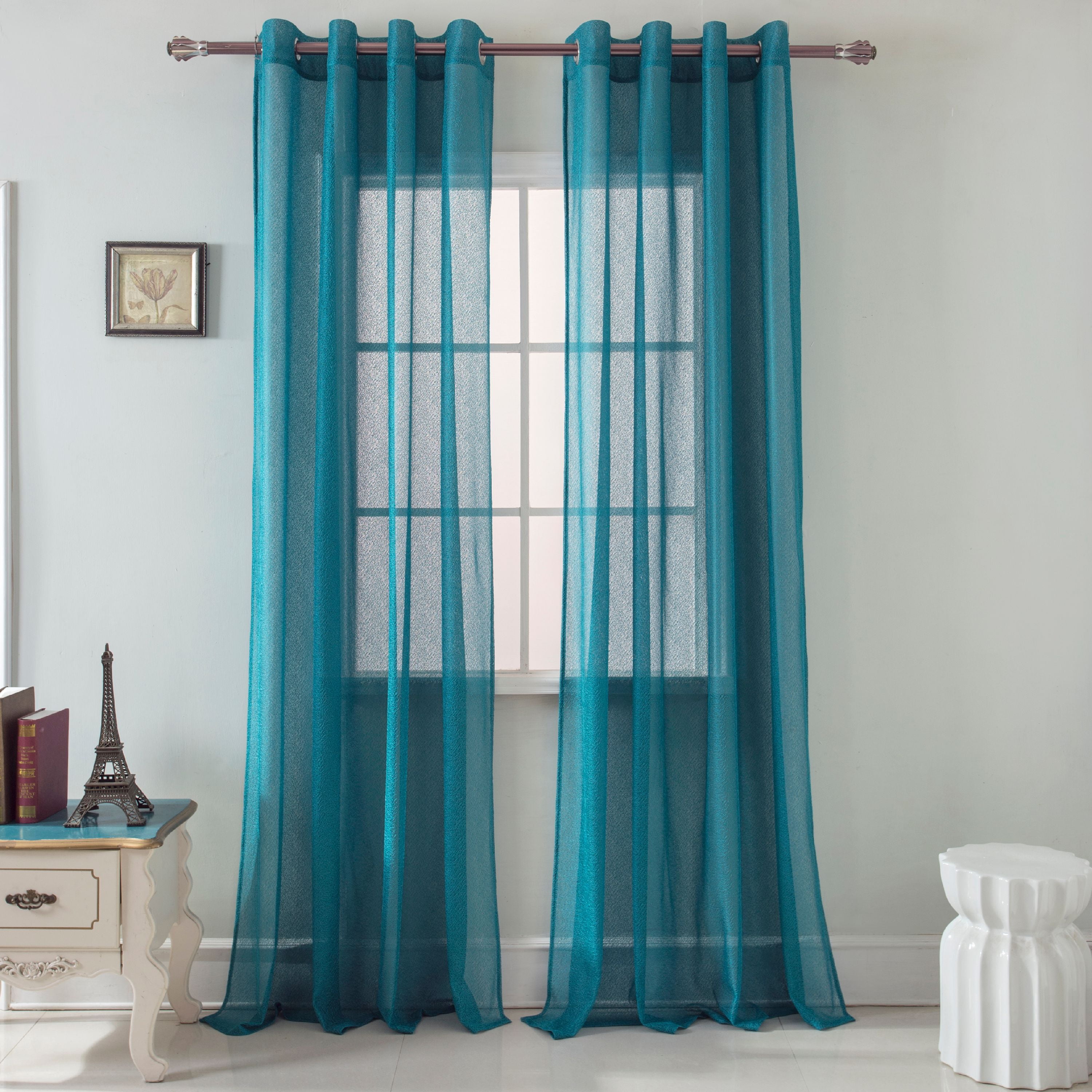 Spyder Lace 54 x 90 in. Grommet Single Curtain Panel in Teal Walmart