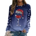 thumbnail image 4 of Fshinging Fashion Pullover Sweater Tops For Womens Merry Christmas Print O Neck Sweatshirt Round Neck Fit Pullover Tops Casual Long Sleeve Workout Shirts Loose Blouse, 4 of 6