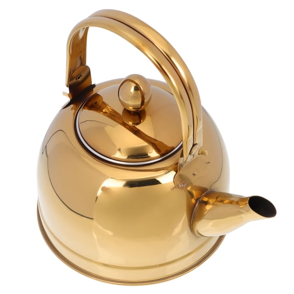 MEIBUTYUP Metal Teapot with Infuser, Golden Kitchen Kettle for Home, Family, and Friends - 1 Set