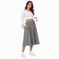thumbnail image 4 of Women's Knit A-Line Midi Skirt with Side Pockets Elastic High Waist Loose Fit Casual Skirt for Work Daily Wear, 4 of 7