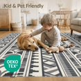 thumbnail image 4 of ODIKA 3'x5' Monochrome Geometric Art Stripes Washable Area Rug Intricate Patterns with Modern Flair for Hallway, Laundry Room, Non-Slip, Flatweave, Easy Care, 4 of 7