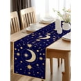 thumbnail image 2 of Burlap Table Runner 48 Inches Long, Yellow Moon Star Non-Slip Kitchen Table Runners for Dining Room Everyday Use Party Table Decorations Abstract Polka Dot on Dark Blue, 2 of 9
