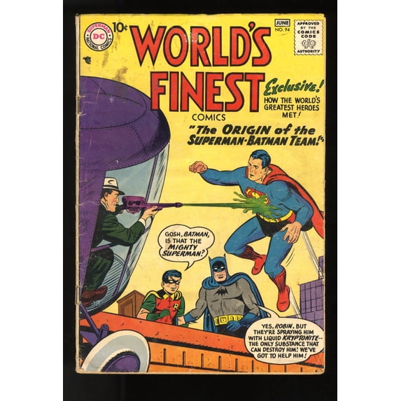 World's Finest Comics #94 VG- 3.5 Origin Superman/Batman Team Retold! Comic Book