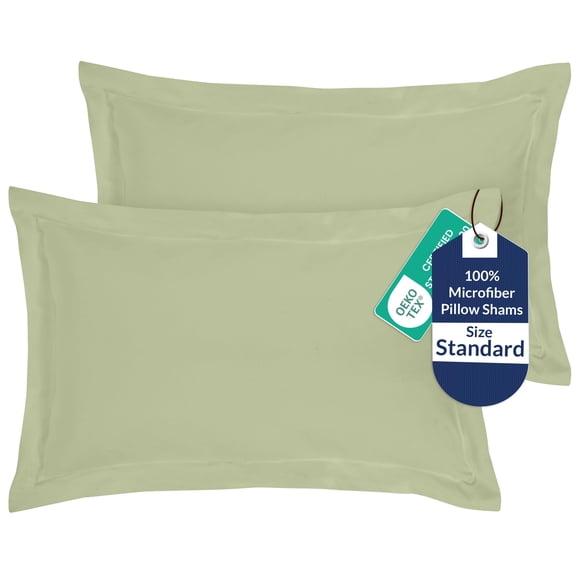 Royale Linens Pillow Shams 2 Pack Standard Size 20x26 Inch 1800 Microfiber Bed Pillow Shams, Wrinkle Resistant Super Soft and Cozy Back Overlap Closure Oxford Pillowcase (Standard, Sage Green)