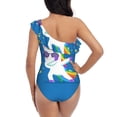 thumbnail image 5 of Gaeub Cool Unicorn Star Golden Women's One Shoulder Ruffle Tummy Control Swimwear for Swimming Surfing Beach Party - X-Large, 5 of 8