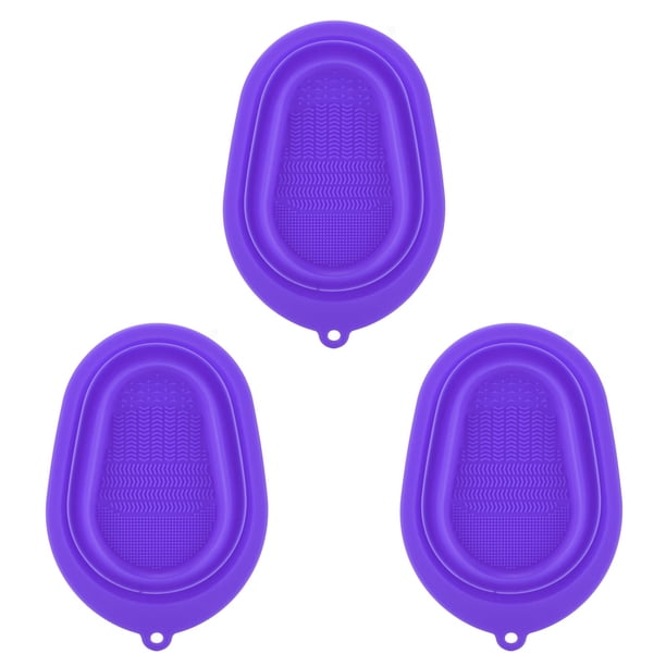 Alfombrilla de limpieza de brochas de maquillaje de silicona, 3 piezas de limpieza de maquillaje de silicona Tazón de limpieza de brochas de maquillaje plegable Cepillo de limpieza de maquillaje de silicona Estera de fregado Diseño elevado