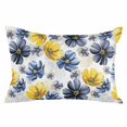thumbnail image 2 of Blue Yellow Flower Queen Size Pillow Cover, Pillowcase Protectors with Zipper, Breathable Decorative Throw Pillow Case Cover, Retro Country French Daisy Floral Pillow Shams for Couch Sofa 20x30Inch, 2 of 8