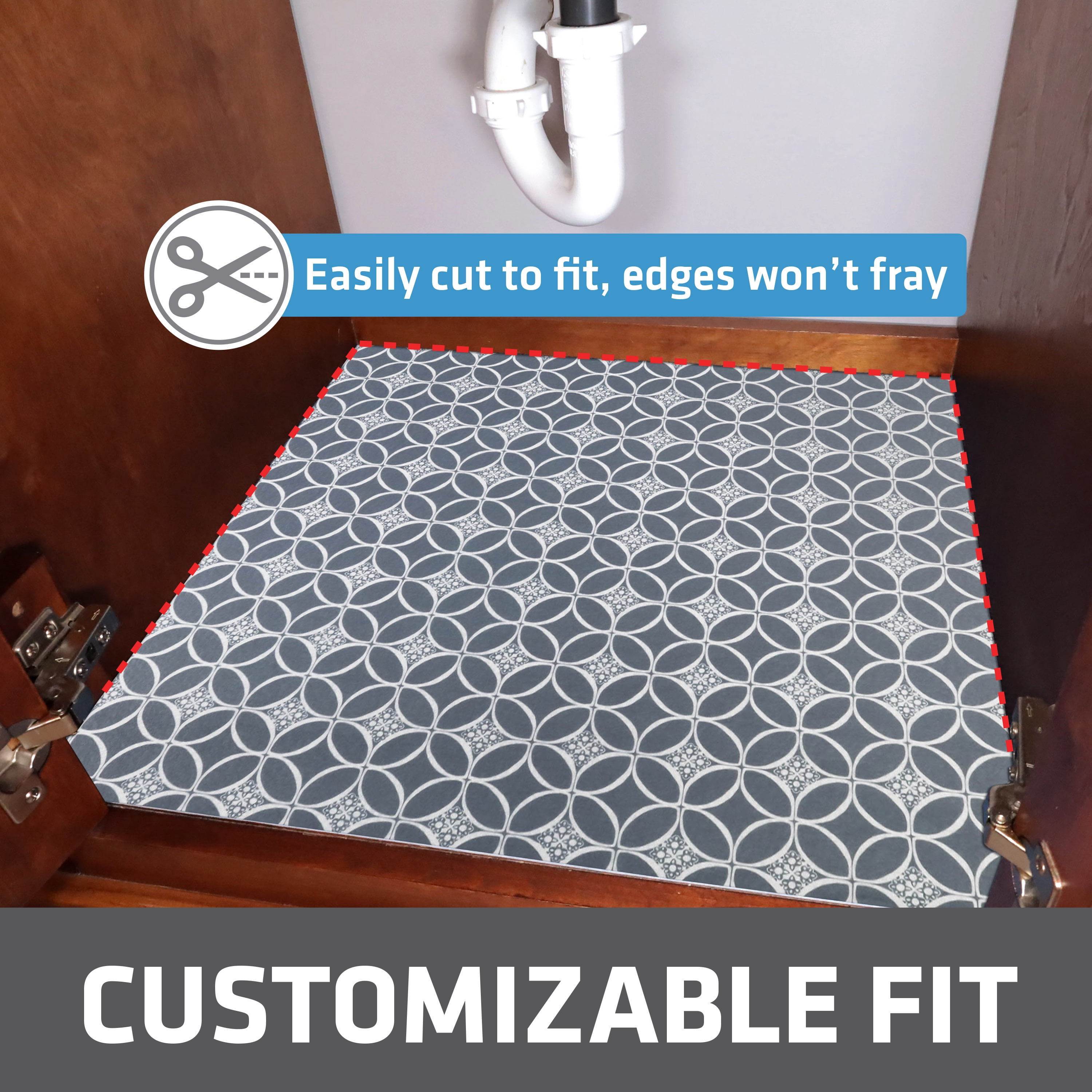 Drymate XL Under Sink Mat, Waterproof Cabinet Protection Mats for Kitchen & Bathroom, Absorbent Shelf Liners, Slip-Resistant, Non-Adhesive, Machine Washable, Durable (USA Made)(24”x59”)(Indigo Grey)