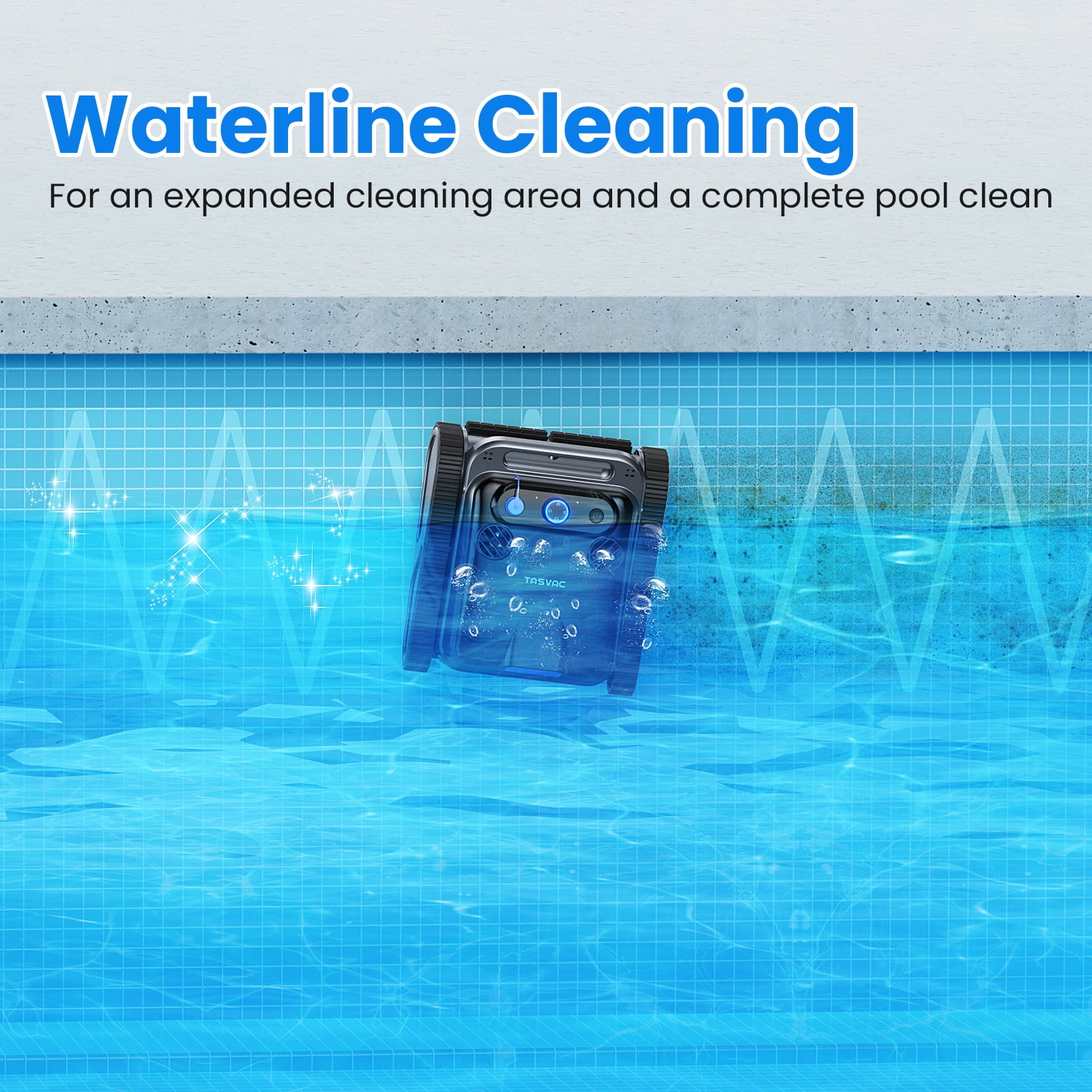 TASVAC Cordless Robotic Pool Cleaner, Wall Climbing Pool Vacuum for Inground Pools, Lasts up to 250 Mins, Ideal for Flat Above/In-Ground Pool up to 80 Feet/2000 Sq.Ft