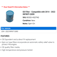 thumbnail image 2 of Oil Filter - Compatible with 2014 - 2022 INFINITI QX80 2015 2016 2017 2018 2019 2020 2021, 2 of 2