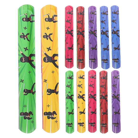 MOVTOTOP 24pcs Halloween Slap Bands For Kids Ninja Party Favors Trick Or Treat Toys Classroom Prize Non Candy Halloween Treats Bulk Party Supplies Fun Wrist Circle Roll