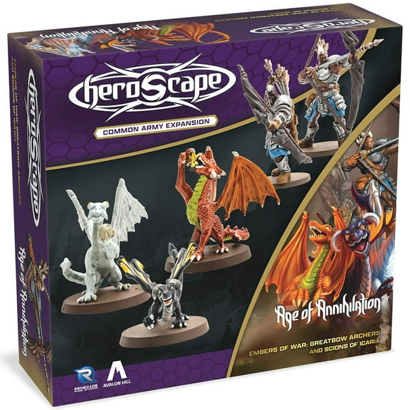 Renegade Game Studios: Heroscape - Greatbow Archers & Scions of Icaria - Army Expansion, 5 Assembled Unpainted Miniatures, 2 Army Cards, Embers Of War