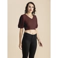 thumbnail image 2 of Moomaya Womens Solid Crop Top, V Neck Puff Sleeves Casual Summer Blouse, 2 of 8