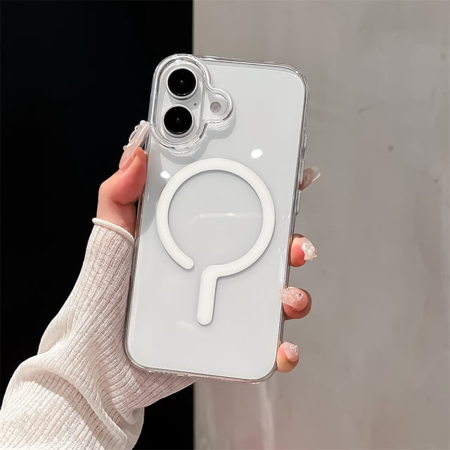 Étui Rigide Transparente pour iPhone 16 15 14 13 12 Pro Max Plus Charge Sans Fil Magnétique Transparente Ultra Mince Blanche pour iPhone 14 ProMax