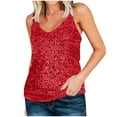 thumbnail image 3 of Women Tank Tops Ladies Sequin Camisole Blouse Sparkly Holiday Outfits, 3 of 4