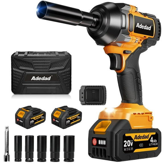 High Torque Impact Wrench 1000N.m (737 ft-lbs) 1/2 inch Cordless Electric Impact Gun Brushless Impact Driver Include 2X 4.0AH Battery,Charger,5 Sockets and Storge Box
