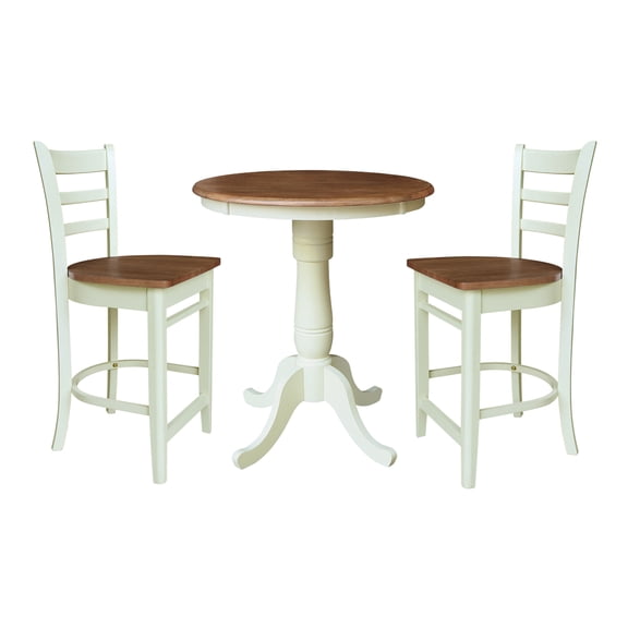 30" Round Pedestal Gathering Height Table With 2 Counter Stools - Multi-Color