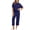 Navy, variant on Soft 2 Piece Sets for Women Short Sleeve Matching Lounge Set Wide Leg Cropped Pants Tracksuit Travel Summer Outfits Navy