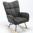thumbnail image 6 of Glider Rocking Chair, Teddy Velvet Accent Rocker Chair with Soft Seat Cushion and Metal Base, Upholstered Wingback Living Room Chairs for Reading Room, Bedroom, Office, Dark Gray, 6 of 8