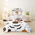 thumbnail image 2 of Homewish Halloween Pumpkin Ghost Twin Duvet Cover,Happy Bat Pattern Twin Bedding,White Orange Black,Halloween Reversible,2-Piece,1 Duvet Cover and 1 Pillowcase, 2 of 6