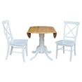 thumbnail image 5 of International Concepts Solid Wood 3-Piece Dining Set with 42 in. Dual Drop Leaf Table and 2 Cross Back Dining Chairs in Natural/White, 5 of 8
