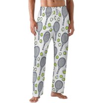 PRIYAL Mens PJ Pajama Pants Tennis Racket Bow Tie Bottoms Lounge Pants Sleepwear