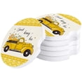 thumbnail image 1 of ZHANZZK Summer Yellow Farm Truck Honey Bees and Daisies Set of 2 Car Coaster for Drinks, Absorbent Ceramic Stone Coasters Cup Mat with Cork Base for Home Kitchen Room Coffee Table Bar Decor, 1 of 5