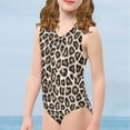 thumbnail image 3 of SEANATIVE Size 11-12 T Kids Swimwear for Girls Comfortable One-Piece Kids Sleeveless Swim Shirt Leopard Print V Neck Tankini Swimsuit for Teens, 3 of 7