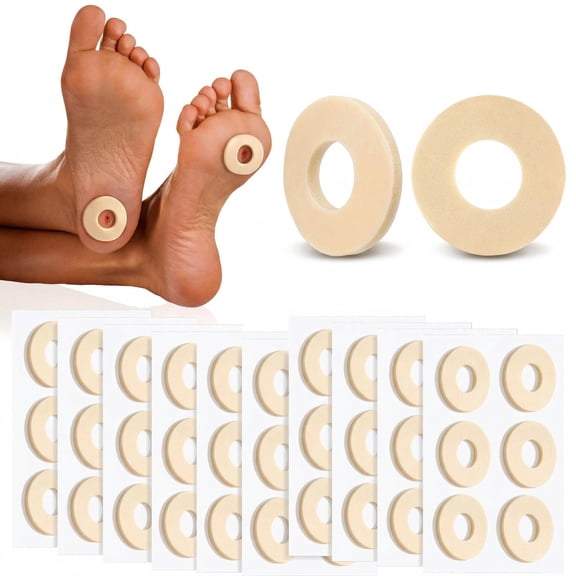 BlinkLLX 60 Count Soft Foam Callus Cushions Round Corn Cushions Pads Water Resistant Self Stick Adhesive Callus Pads for Bottom of Foot Protect Corn from Rubbing and Friction for Men Women Foot Care