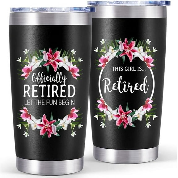 Retirement Gifts For Women 2024 Tumbler - Coworker Leaving Gift For Woman 20 Oz Black Insulated Retirement Tumbler