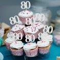 thumbnail image 4 of Cupcake Toppers Sotpot para 80 cumpleaños, 80 años, 30 unidades, color plateado, 4 of 6