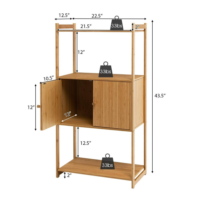 4-Tier Bathroom Standing Shelf Storage Closet Organizer Free Standing  Shelves Rack Cabinet with 2 Doors - On Sale - Bed Bath & Beyond - 30720836