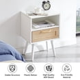 thumbnail image 3 of LoLado 15.75" Rattan End Table with Drawer and Solid Wood Legs, Modern Nightstand, Side Table for Living Room, Bedroom, White, 3 of 10
