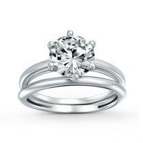 Bling Jewelry Womens Etoile 3CTW Round Solitaire CZ Bridal Statement Band Ring Set Sterling Silver