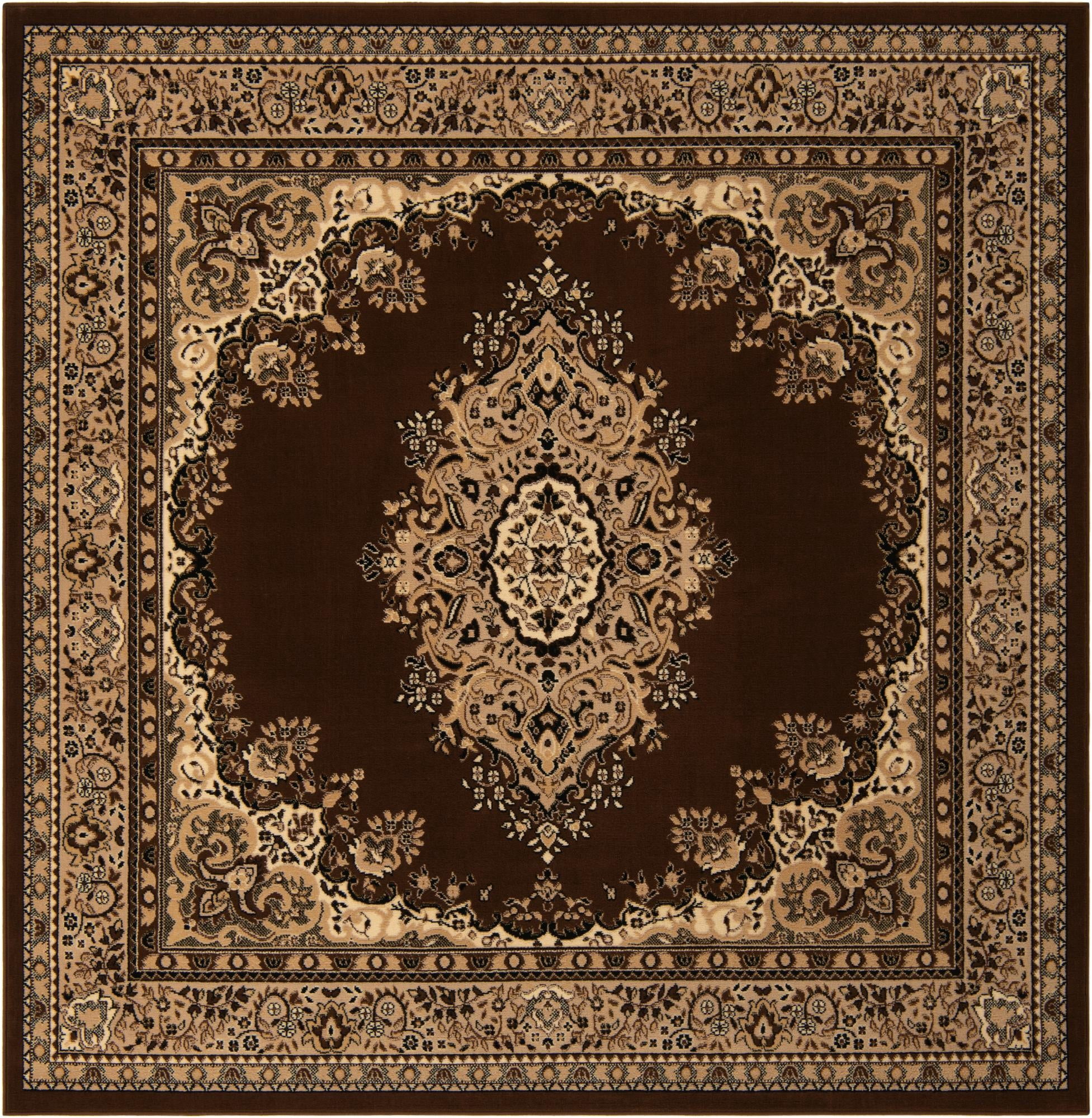 Amaya Collection Rug 8 Ft Square Brown Medium Rug Perfect