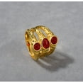 thumbnail image 5 of Womens Gold Ring with Ruby Inlaid Multi-Layer Irregular Texture Brass Plated 18K Real Gold Electroplating Ring for Her Fashion Jewelry Gift, 5 of 7