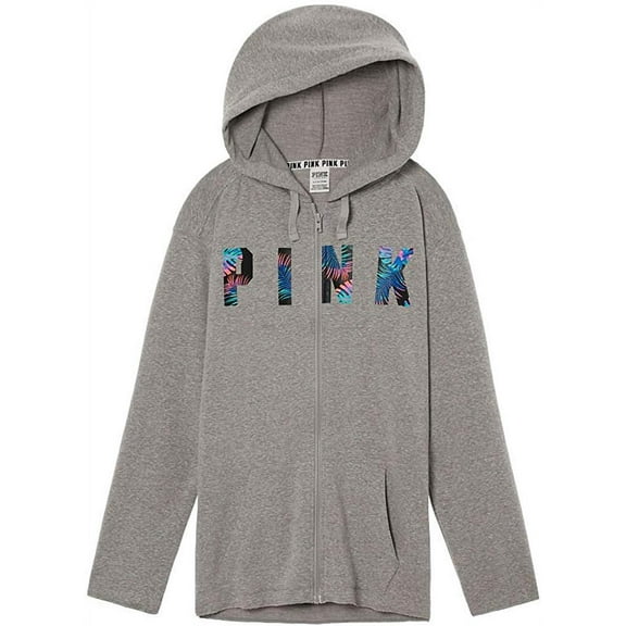 Victoria's Secret Pink Size XSmall Side Slit Full Zip Hoodie Color Gray NWT
