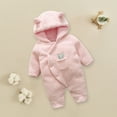 thumbnail image 4 of Odeerbi Infant Boys Girls Cotton Outfits Children Plus Velvet Romper Suit Fall Winter Cotton Clothes Thickened Three-piece Suit Pink 10-12 Months, 4 of 6
