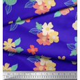 thumbnail image 3 of Soimoi Blue Rayon Fabric Leaves & Floral Artistic Print Sewing Fabric Yard 42 Inch Wide, 3 of 4