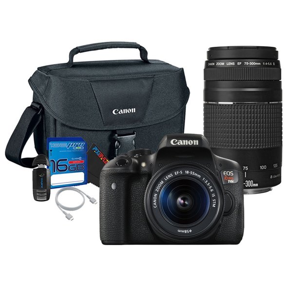 Canon EOS Rebel T6i Digital Camera with 1855mm and 75300mm III Lenses